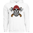 Bearded Skull Lumberjack Hoodie with Axes Art Design WHITE - FRONT