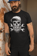 Bearded Skull Mechanic Hanes Tee Shirt Great For Bearded Gearheads