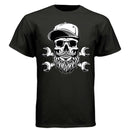 Bearded Skull Mechanic Hanes Tee Shirt Great For Bearded Gearheads BLACK - FRONT