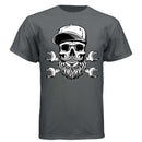 Bearded Skull Mechanic Hanes Tee Shirt Great For Bearded Gearheads CHARCOAL HEATHER - FRONT