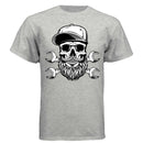 Bearded Skull Mechanic Hanes Tee Shirt Great For Bearded Gearheads ASH - FRONT