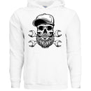 Bearded Skull Mechanic Hoodie Great For Bearded Gearheads WHITE - FRONT