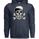 Bearded Skull Mechanic Hoodie Great For Bearded Gearheads NAVY - FRONT