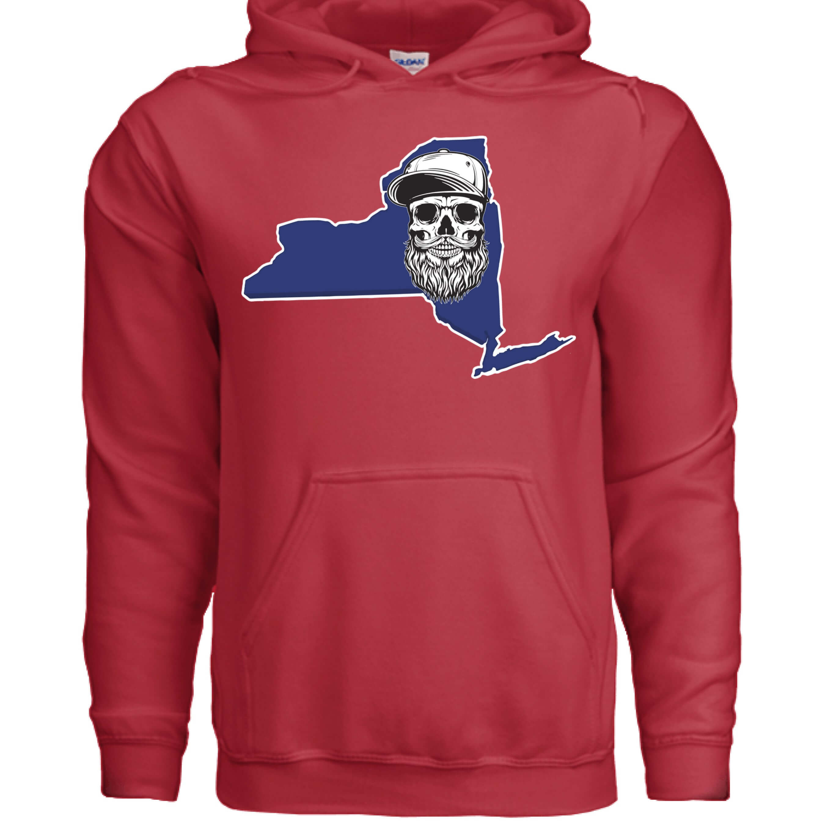 Bearded Skull New York Hoodie Bearded Skull Empire State for Men RED - FRONT