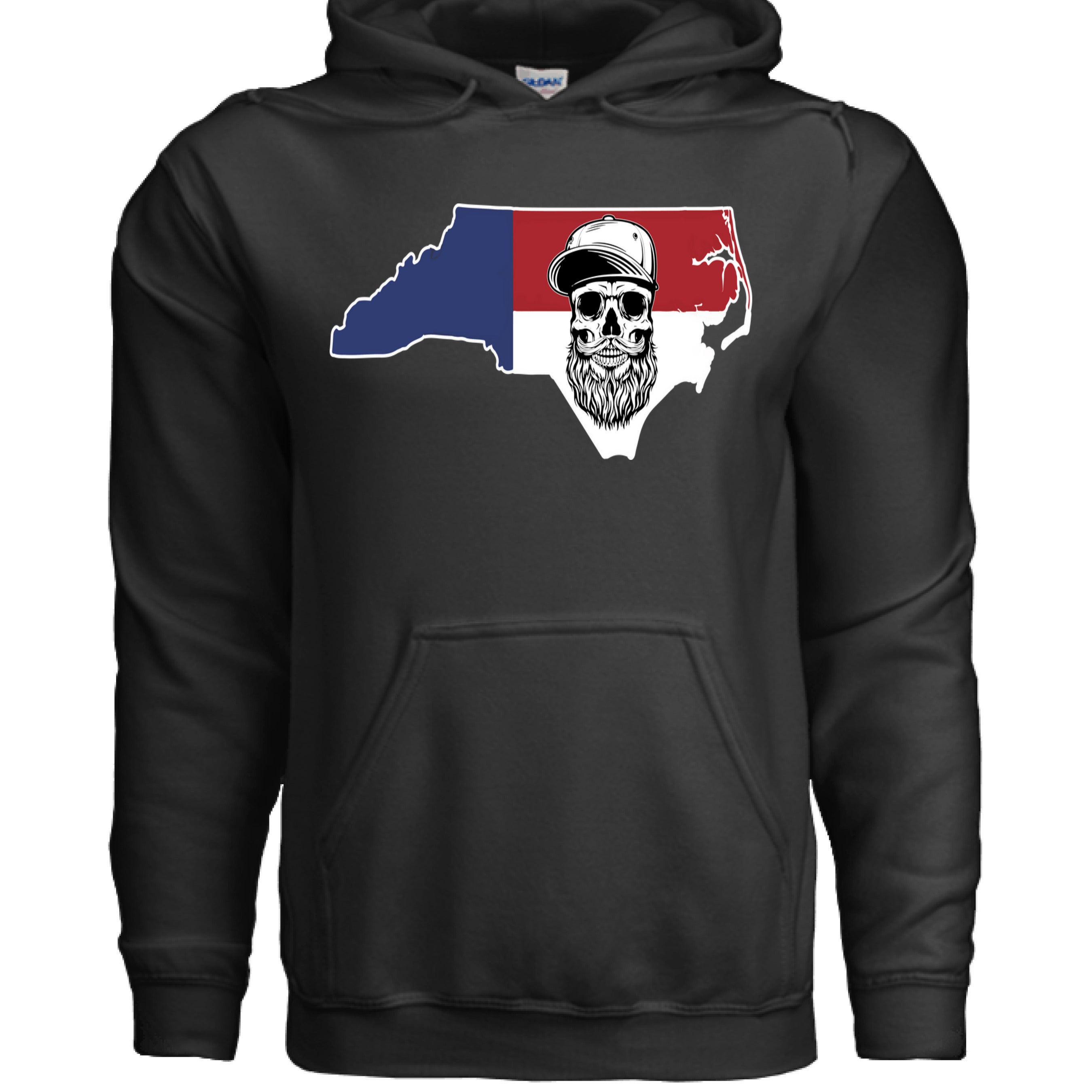 Bearded Skull North Carolina Hoodie Bearded State Pride for Men BLACK - FRONT