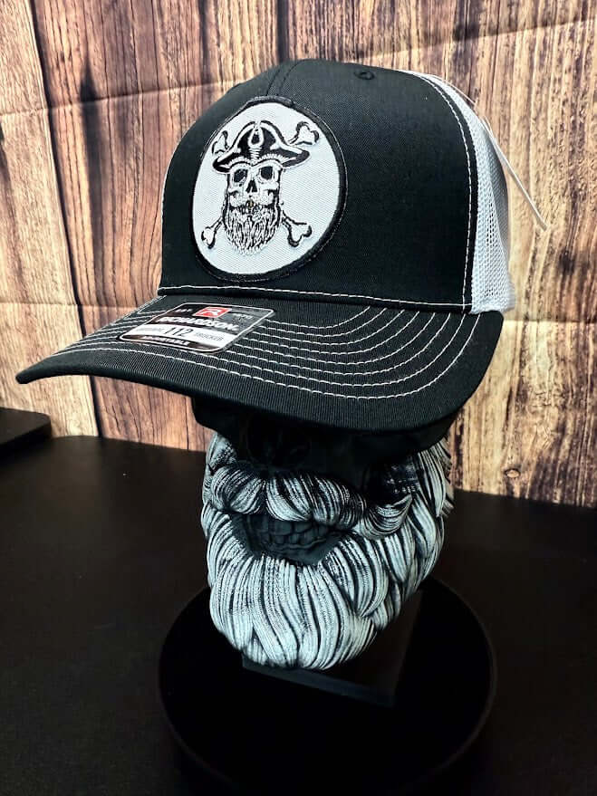 Bearded Skull Pirate And Crossbones Trucker Hat