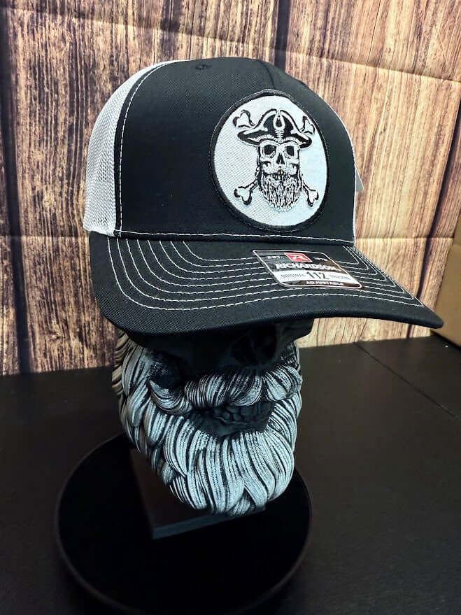 Bearded Skull Pirate And Crossbones Trucker Hat
