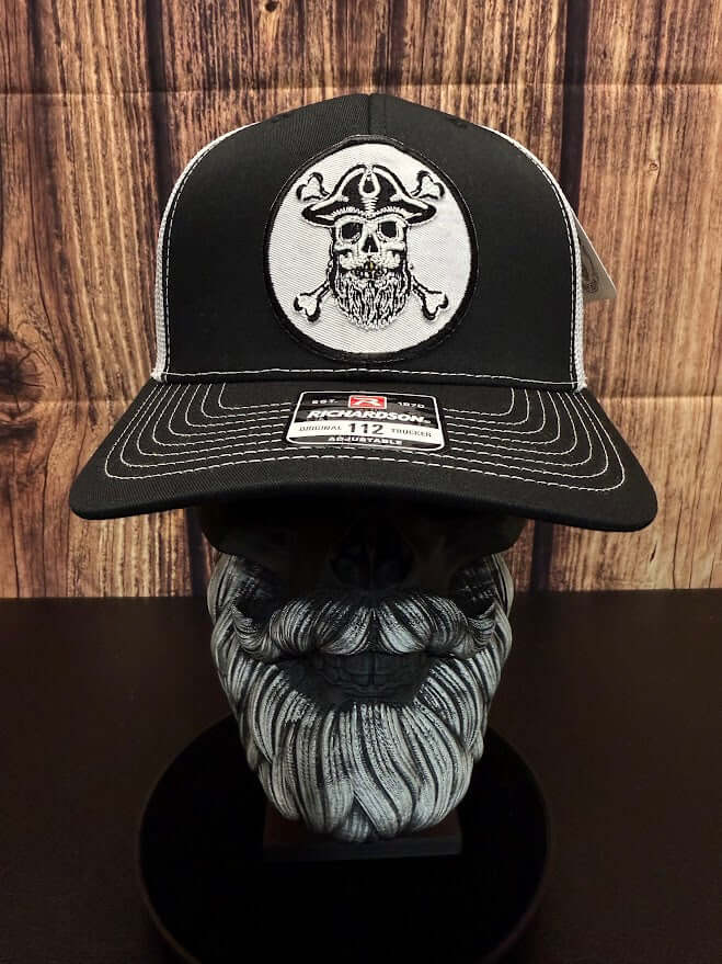 Bearded Skull Pirate And Crossbones Trucker Hat