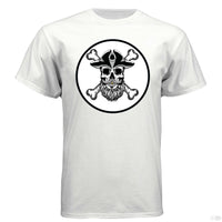 Bearded Skull Pirate Hanes Tee Shirt For The Boating Beard Guys WHITE - FRONT