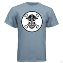Bearded Skull Pirate Hanes Tee Shirt For The Boating Beard Guys Stonewashed Blue - FRONT