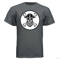 Bearded Skull Pirate Hanes Tee Shirt For The Boating Beard Guys CHARCOAL HEATHER - FRONT