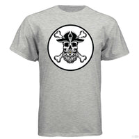 Bearded Skull Pirate Hanes Tee Shirt For The Boating Beard Guys ASH - FRONT
