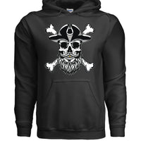 Bearded Skull Pirate Hoodie – For the Bold & Bearded Buccaneer BLACK - FRONT