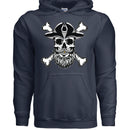 Bearded Skull Pirate Hoodie – For the Bold & Bearded Buccaneer NAVY - FRONT