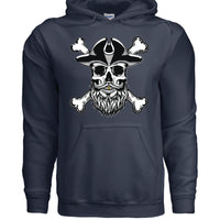 Bearded Skull Pirate Hoodie – For the Bold & Bearded Buccaneer NAVY - FRONT