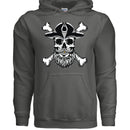 Bearded Skull Pirate Hoodie – For the Bold & Bearded Buccaneer CHARCOAL - FRONT
