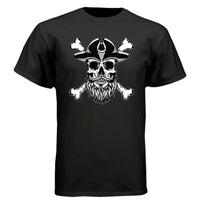 Bearded Skull Pirate Tee Shirt – For the Bold & Bearded Buccaneer  BLACK - FRONT