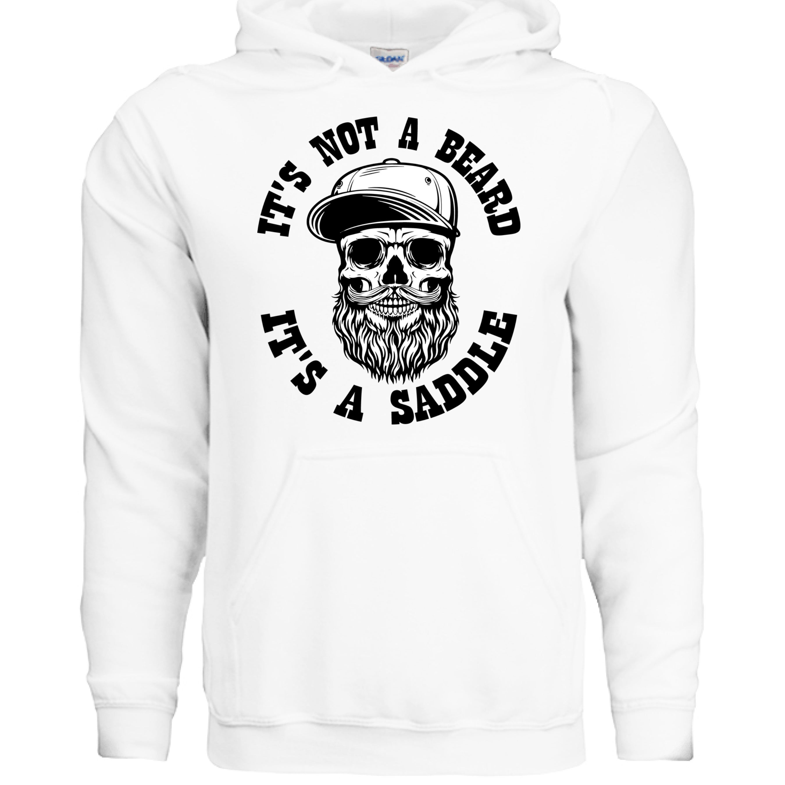 Bearded Skull Street Style Hoodie Artwork Urban Beard Skull Illustration WHITE - FRONT