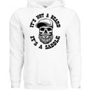 Bearded Skull Street Style Hoodie Artwork Urban Beard Skull Illustration WHITE - FRONT