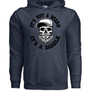 Bearded Skull Street Style Hoodie Artwork Urban Beard Skull Illustration NAVY - FRONT