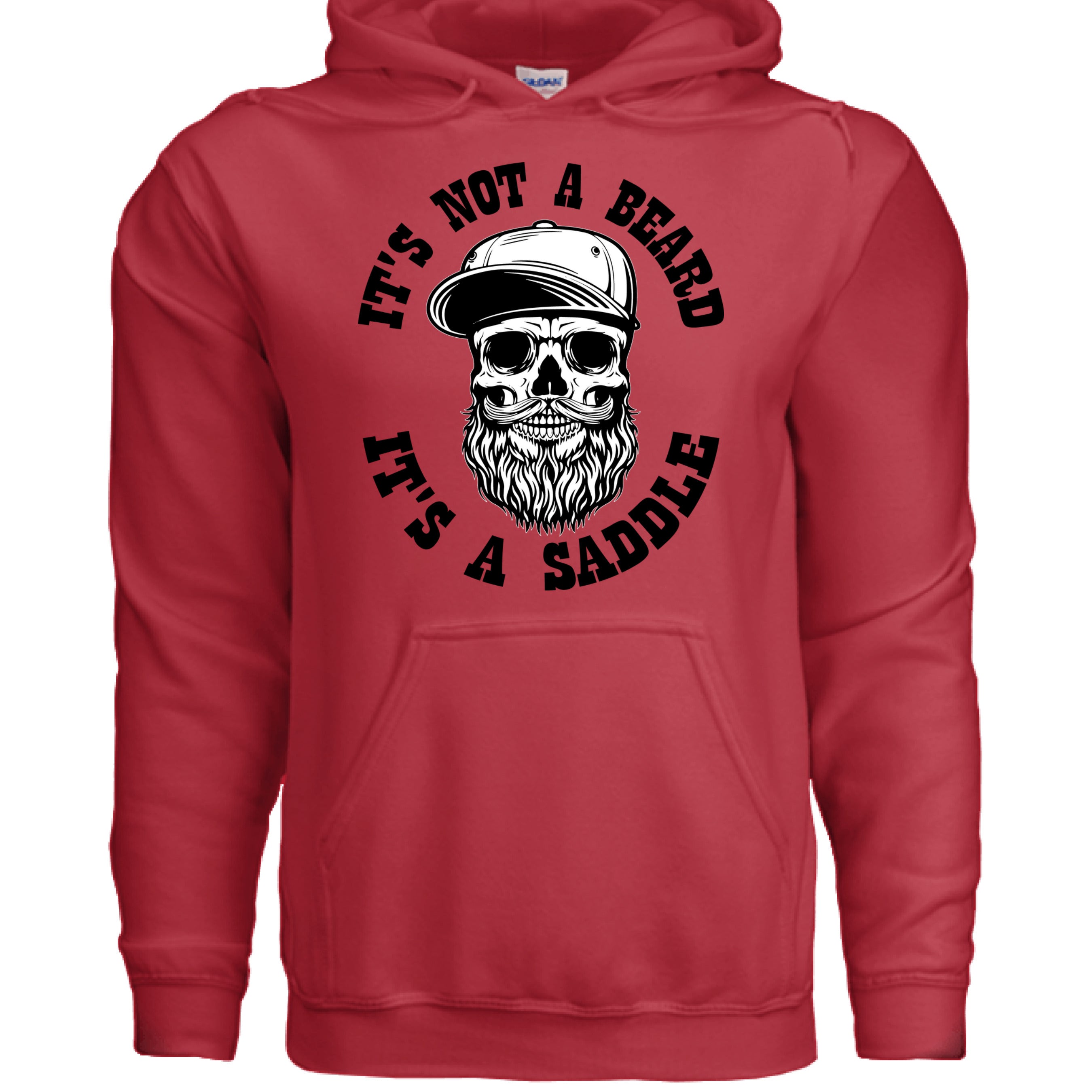 Bearded Skull Street Style Hoodie Artwork Urban Beard Skull Illustration RED - FRONT