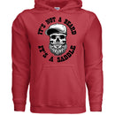 Bearded Skull Street Style Hoodie Artwork Urban Beard Skull Illustration RED - FRONT
