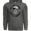 Bearded Skull Street Style Hoodie Artwork Urban Beard Skull Illustration CHARCOAL - FRONT