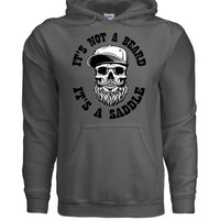 Bearded Skull Street Style Hoodie Artwork Urban Beard Skull Illustration CHARCOAL - FRONT
