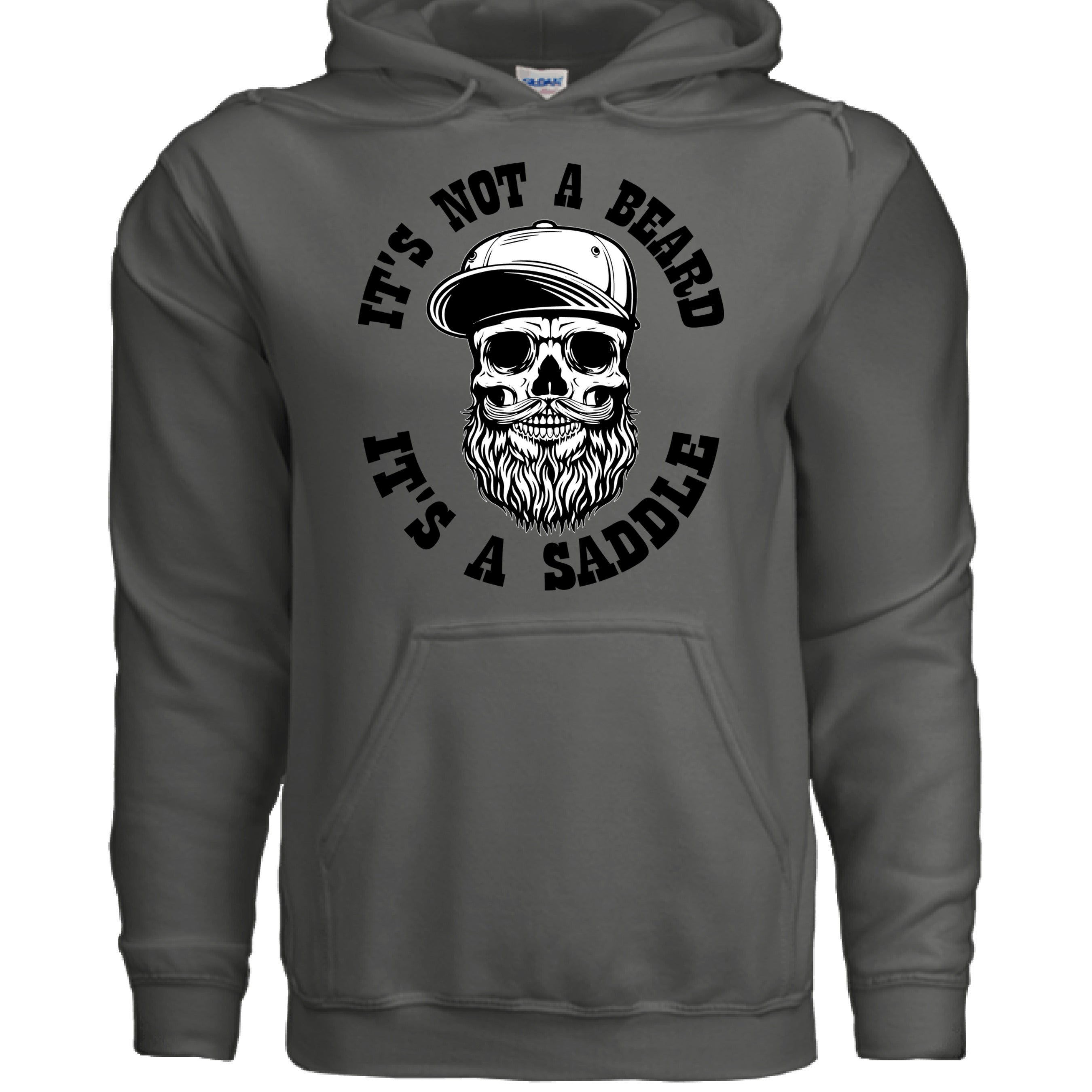 Bearded Skull Street Style Hoodie Artwork Urban Beard Skull Illustration CHARCOAL - FRONT