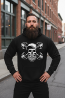 Bearded Skull with Dumbbells Fitness and Strength Beard Workout Hoodie
