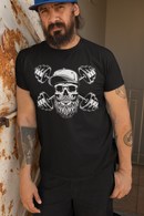 Bearded Skull with Dumbbells Fitness and Strength Beard Workout T-Shirt