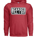 Bearded Till I Die Graphic Hoodie Statement For Bearded Lifestyle RED - FRONT