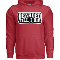 Bearded Till I Die Graphic Hoodie Statement For Bearded Lifestyle RED - FRONT