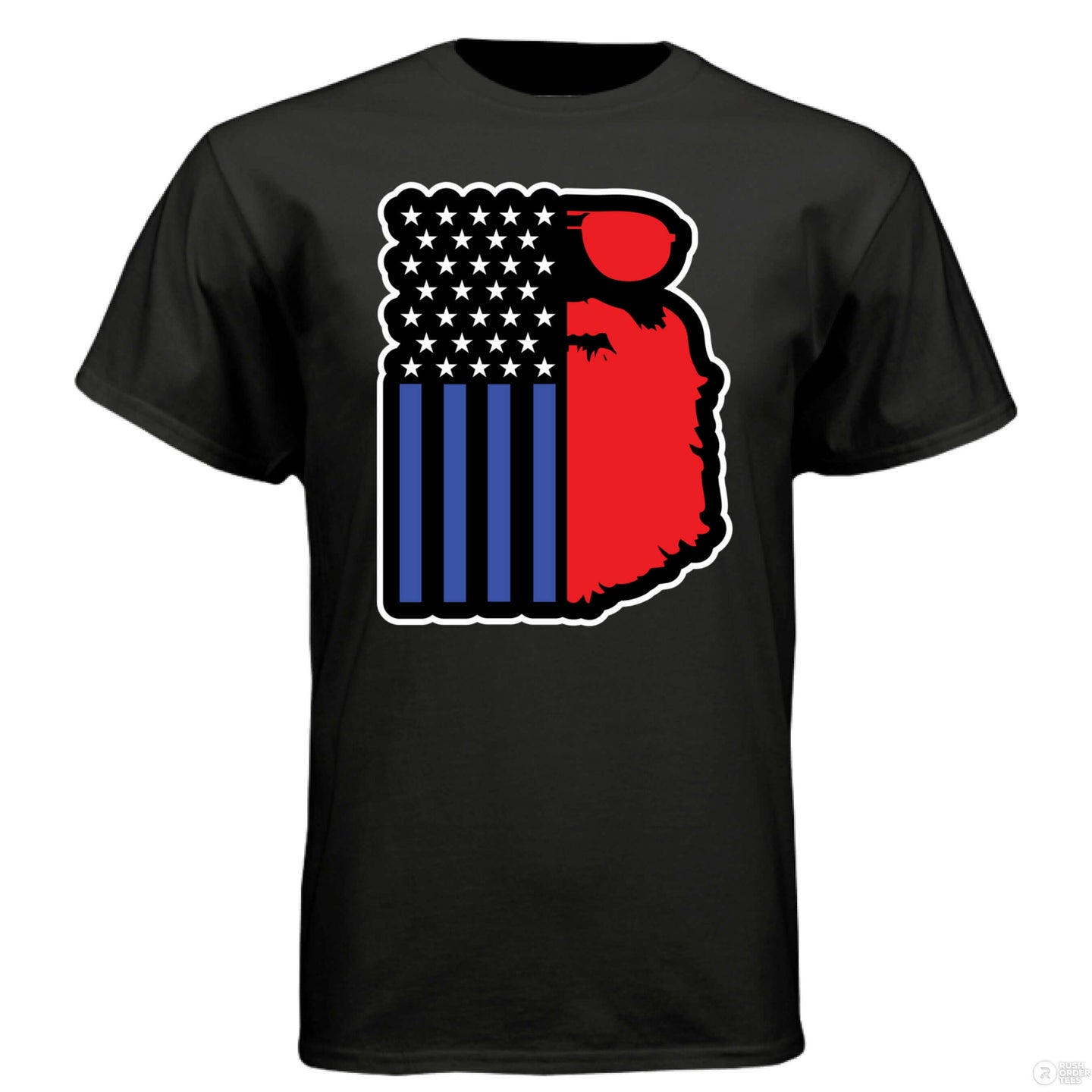 Bearded USA Flag Hanes Tee Shirt