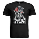 Bearded and Free Skull T-Shirt Design Vintage Patriotic Beard Art BLACK - FRONT