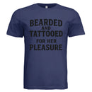 Bearded and Tattooed for Her Pleasure T-Shirt Beard Masculine Art NAVY - FRONT