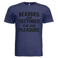Bearded and Tattooed for Her Pleasure T-Shirt Beard Masculine Art NAVY - FRONT