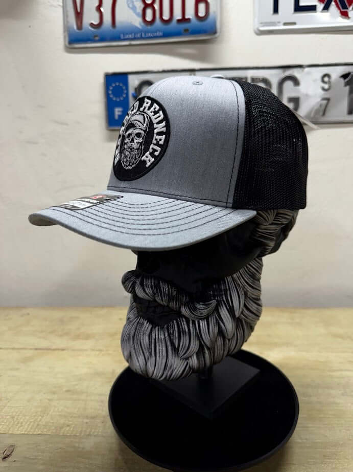 Bearder Redneck Skull With A Beard Trucker Hat Side