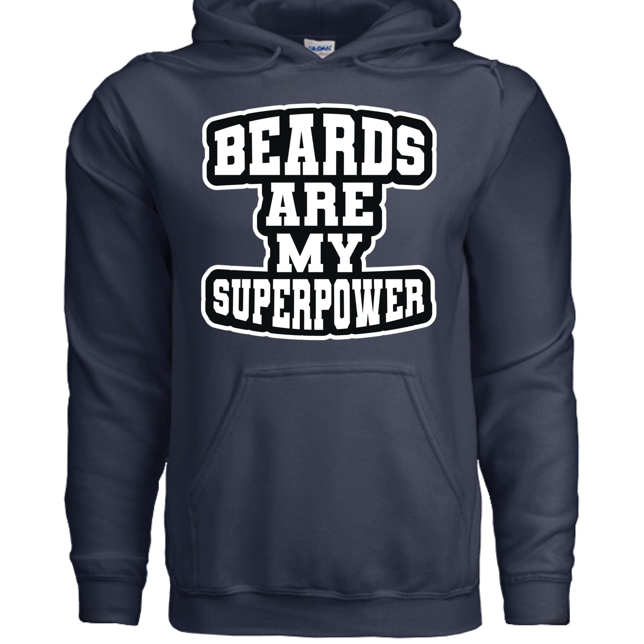 Beards Are My Superpower Beard Pride Hoodie for Bearded Heroes NAVY - FRONT