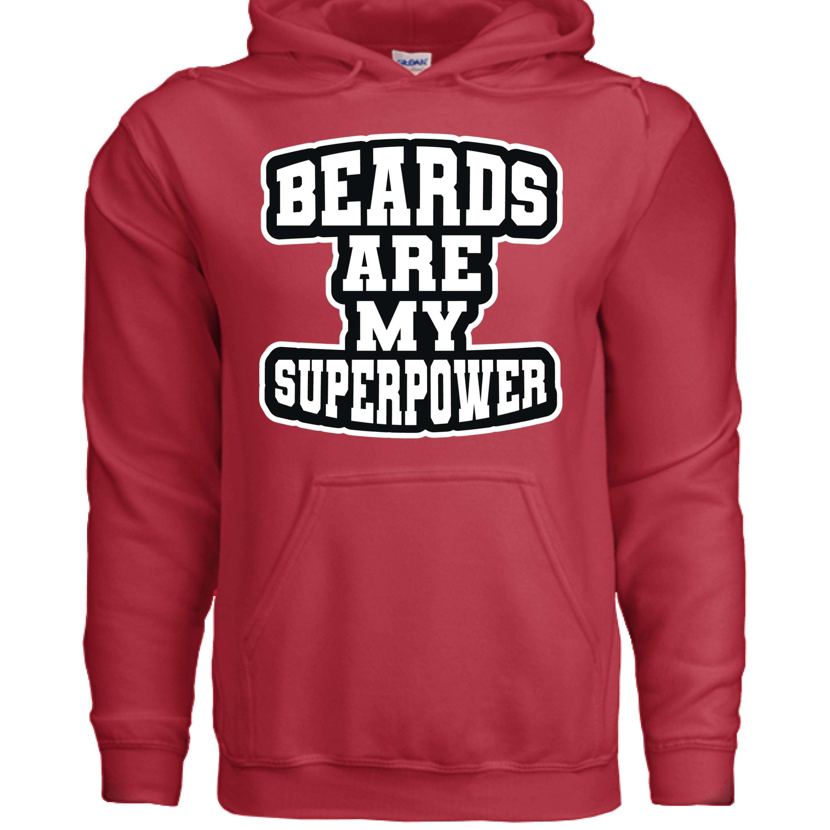 Beards Are My Superpower Beard Pride Hoodie for Bearded Heroes RED - FRONT