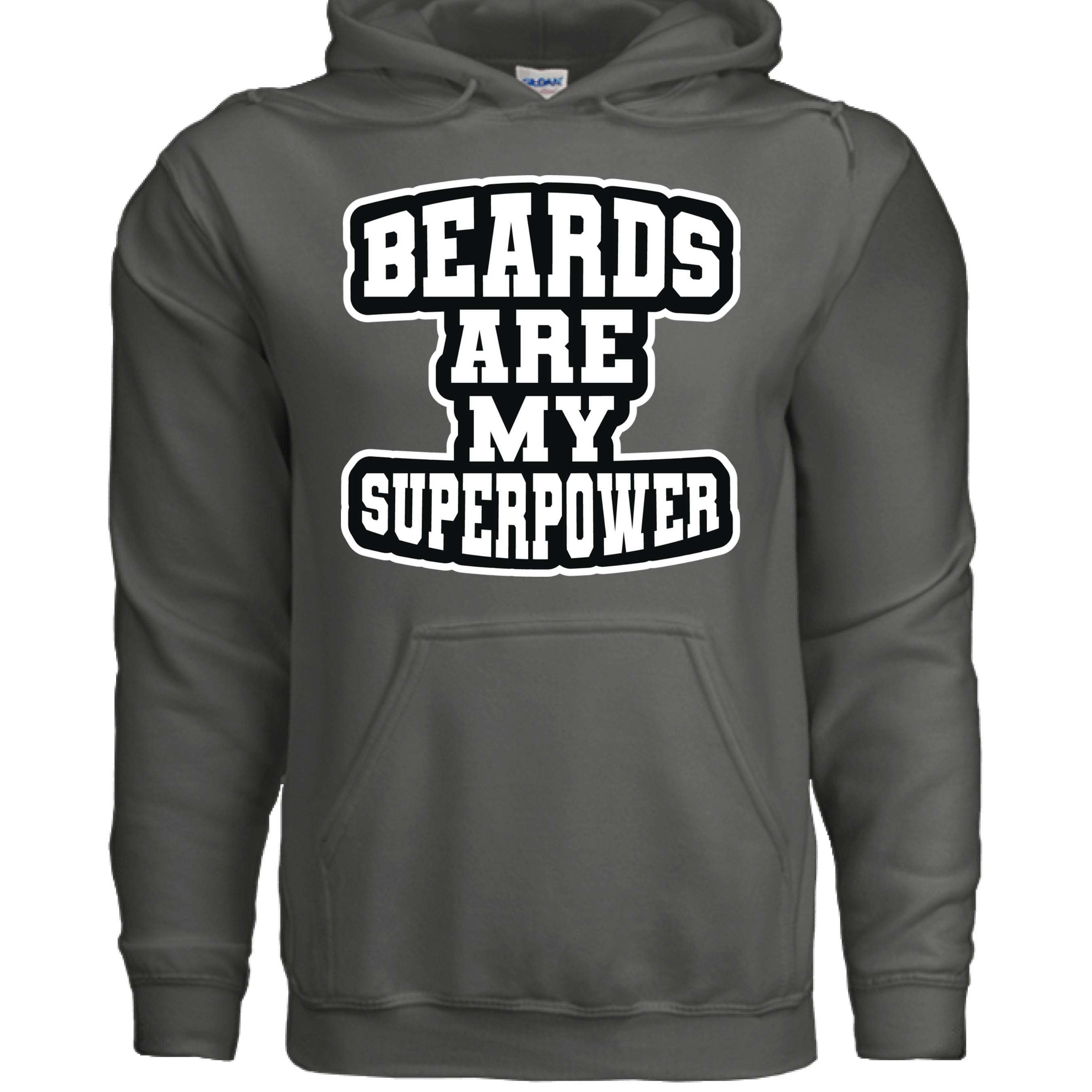 Beards Are My Superpower Beard Pride Hoodie for Bearded Heroes CHARCOAL - FRONT