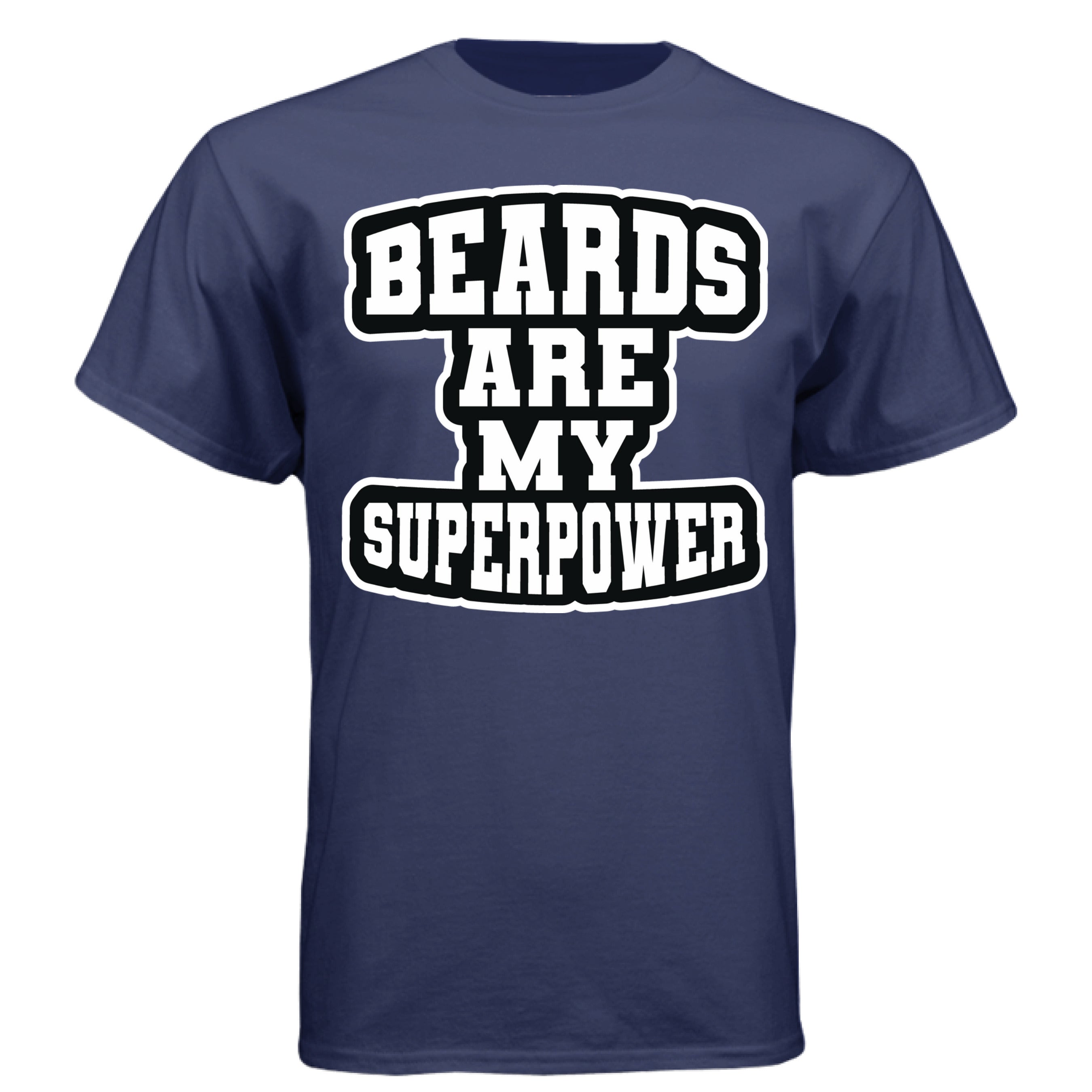 Beards Are My Superpower Beard Pride Tee Shirt for Bearded Heroes NAVY - FRONT
