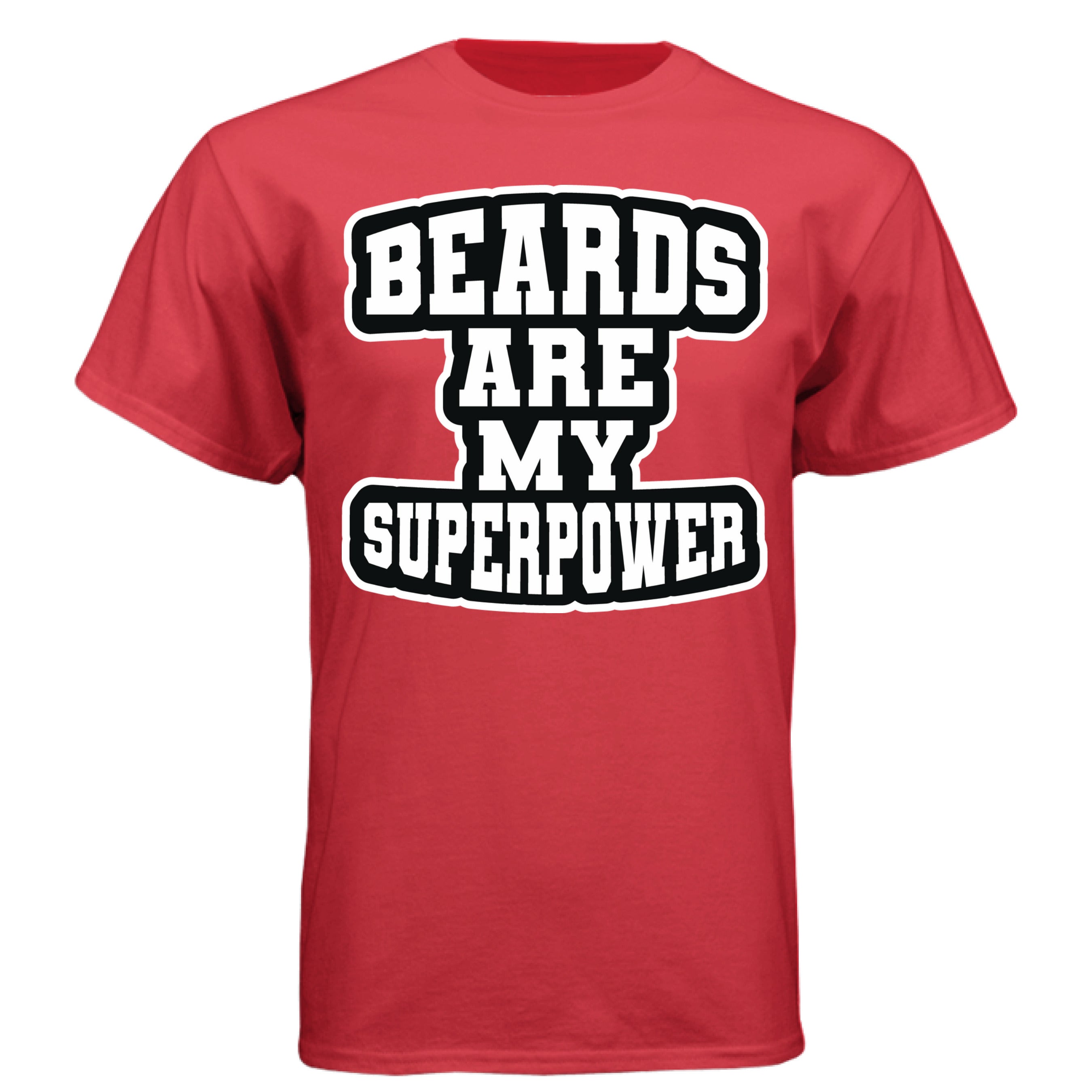 Beards Are My Superpower Beard Pride Tee Shirt for Bearded Heroes DEEP RED - FRONT