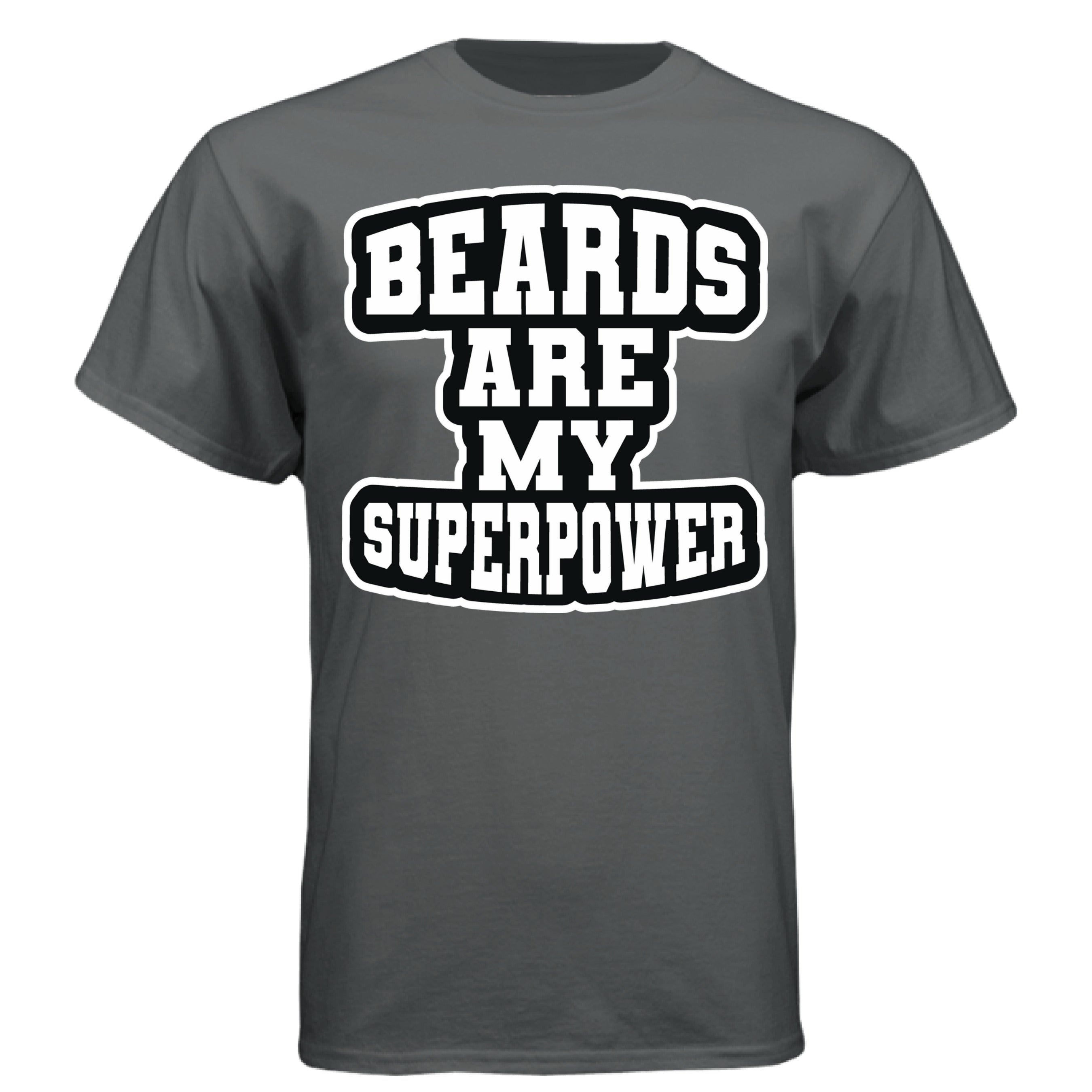 Beards Are My Superpower Beard Pride Tee Shirt for Bearded Heroes CHARCOAL HEATHER - FRONT