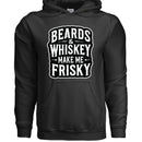 Beards & Whiskey Make Me Frisky Ladies Gildan Hoodie BLACK - FRONT