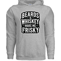 Beards & Whiskey Make Me Frisky Ladies Gildan Hoodie SPORT GREY - FRONT