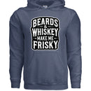 Beards & Whiskey Make Me Frisky Ladies Gildan Hoodie Heather Sport Dark Navy - FRONT