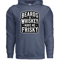 Beards & Whiskey Make Me Frisky Ladies Gildan Hoodie Heather Sport Dark Navy - FRONT