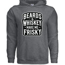 Beards & Whiskey Make Me Frisky Ladies Gildan Hoodie DARK HEATHER - FRONT
