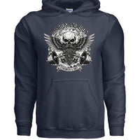 Beards and Iron Strength & Grit Hoodie Bearded Skull Lifting  NAVY - FRONT